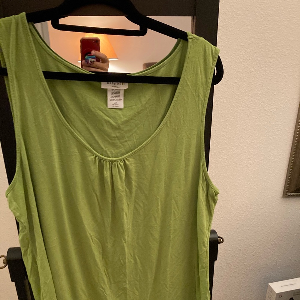 Kate Hill lime green tank top 2X